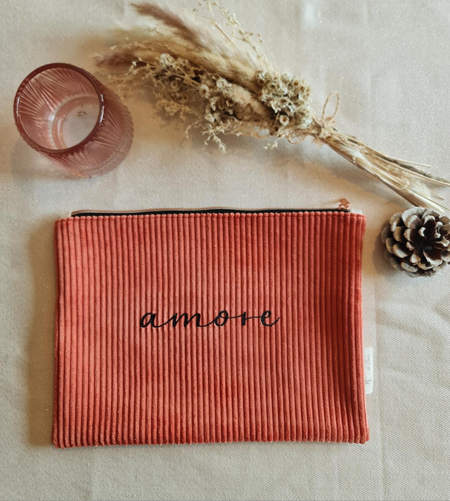 Grande pochette velours amore