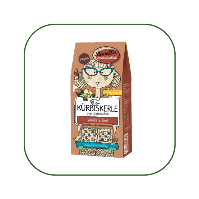 Bio-Kürbiskerne mit Vanille und Zimt, 80g