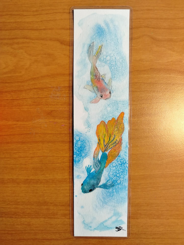 Marque page aquarelle poissons