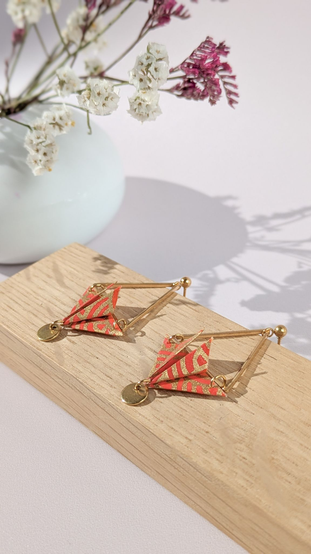 Balancelle - Boucles d'oreilles acier inoxydable - Rouge vague 1