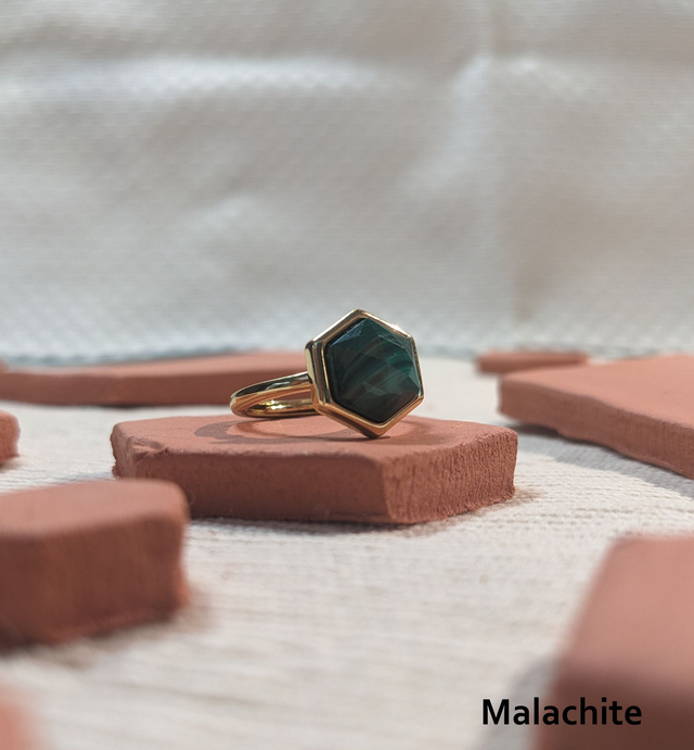 PRECOMMANDE - "Gema" - Bague Plaqué Or, (5 Pierres au choix)