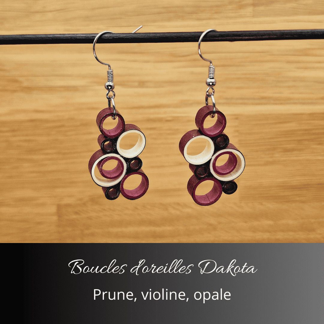 Boucles d&#039;oreilles Dakota - Prune, violine, opale