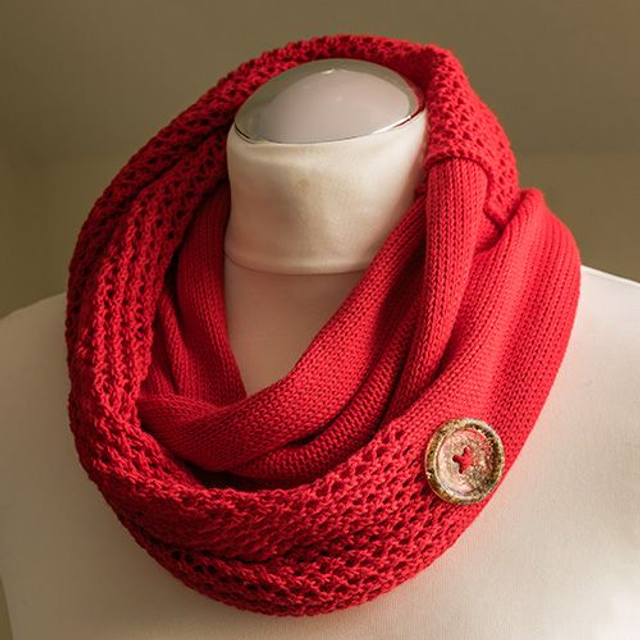 Red Seashore Cotton Infinity Scarf. Mesh lace scarf. Neck Warmer