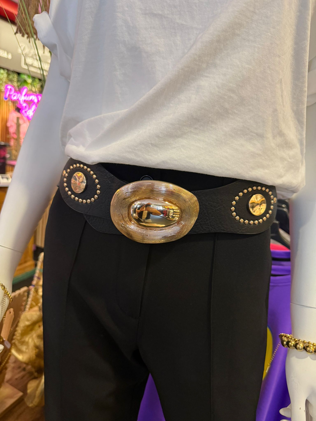 Riem met gouden detail zwart elastiek