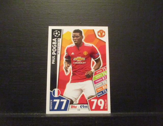 Paul Pogba - UEFA Champions League Match Attax 2017/18 Original Trading Card #156