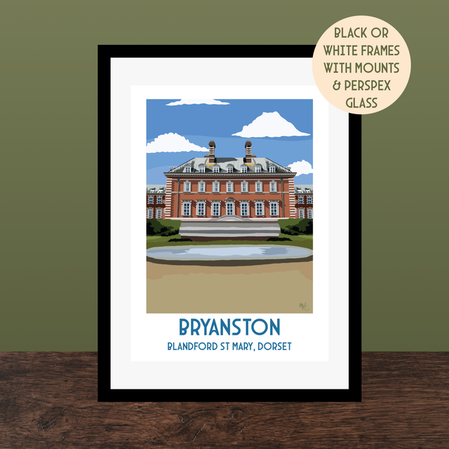 Bryanston School, Blandford, Travel Poster Print - Vintage Style Dorset Wall Art