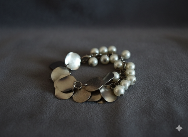 Bracelet argenté et perles