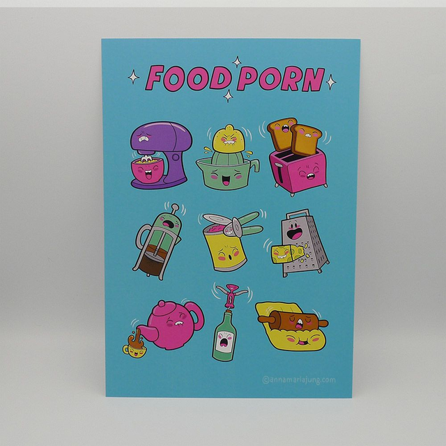 SIGNED A4 Art Print - Food Porn - food lovers, kitchen print