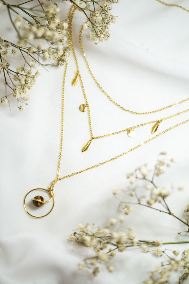 Collier triple - Mars • en pierre naturelle