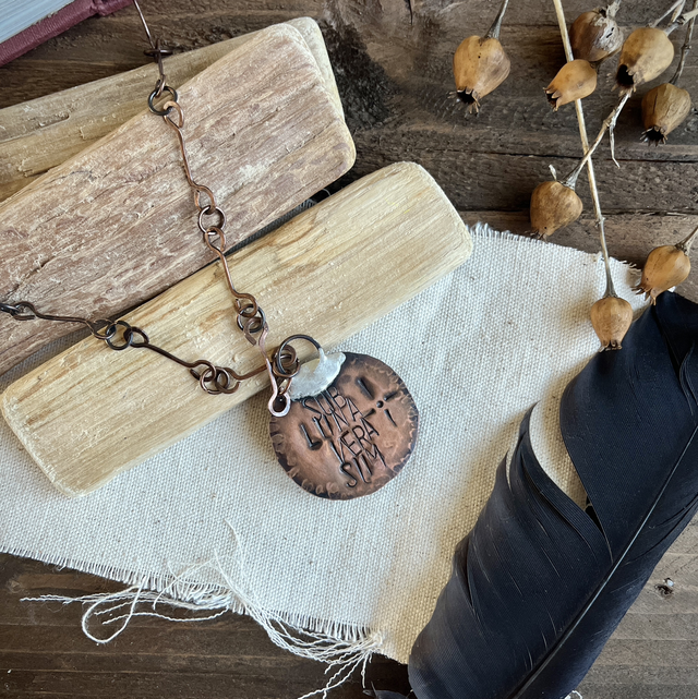 Collier Amazonite Cuivre et macramé