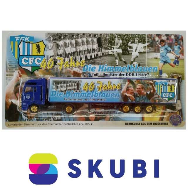 Reklamní kamion - Steyr - Einsiedler - CFC - Chemnitzer Fussballclub - Die Himmelblauen 40 Jahre Fußballmeiseter der DDR 1966/67 - model 1:87 H0