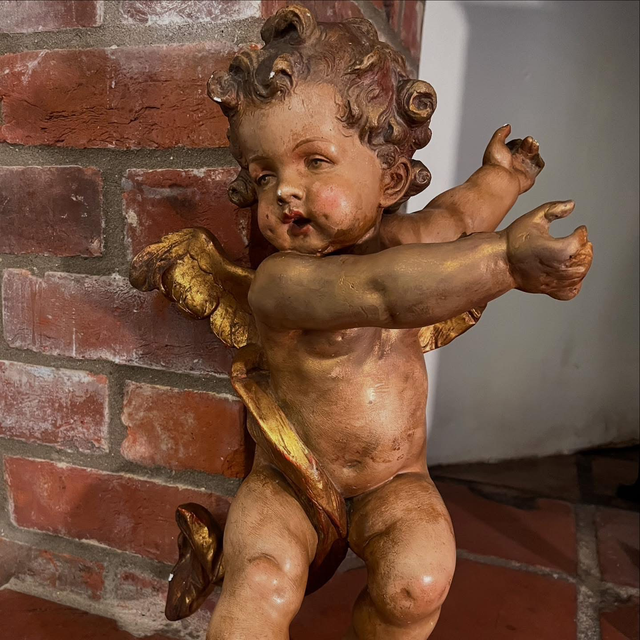 Early 20th Century Hand Painted Cherub 