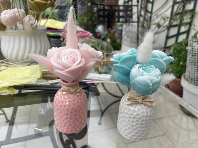 Petit bouquet bleu vert ou rose 