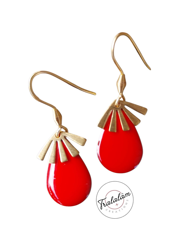 ✨Boucles d’oreilles &quot;gouttes rouges émaillées&quot;✨