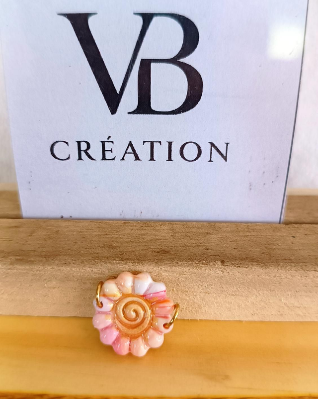 Petite pampille bracelet doré marbrée rose doré 