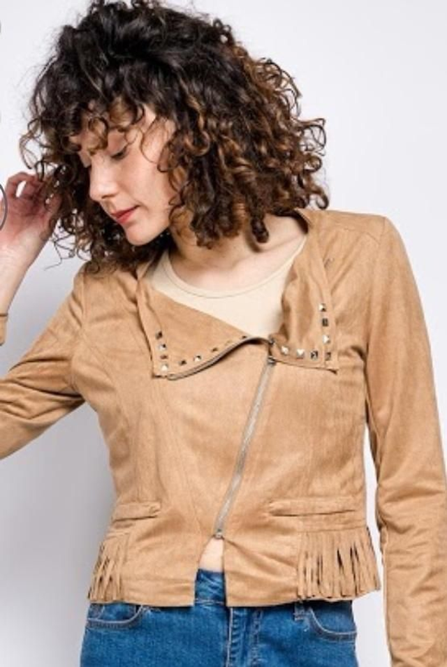 Veste effet daim avec frange