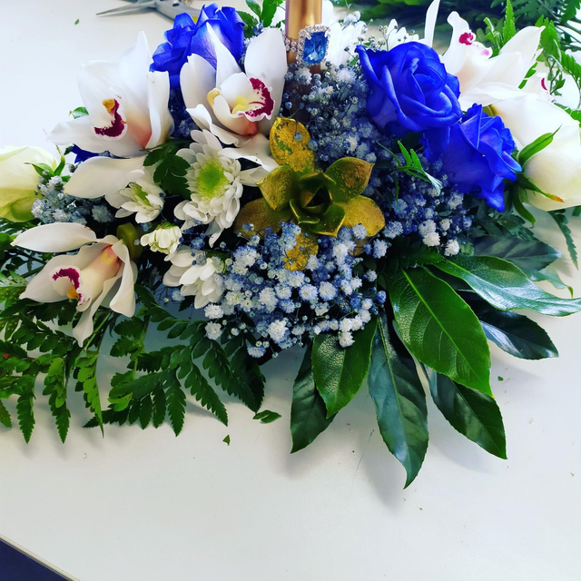 Centrotavola Con Candela + Orchidea