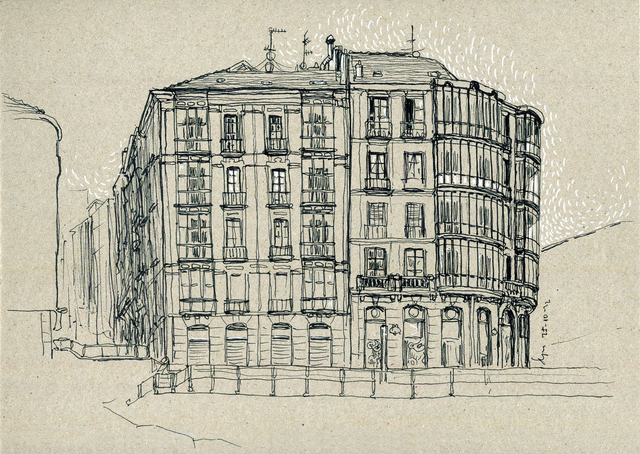 Dibujo edificio calle Marzana Bilbao