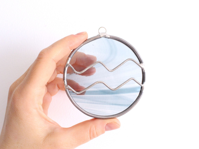 ♒ Suspension astro &quot;Verseau&quot; en vitrail