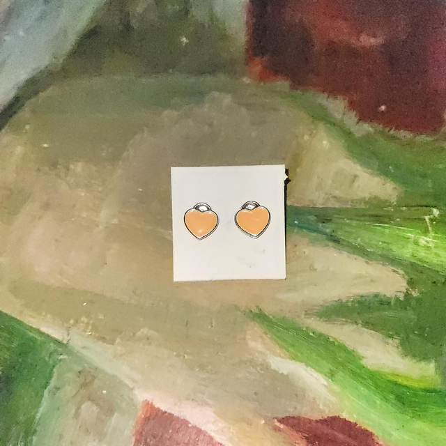 Peach Heart Studs
