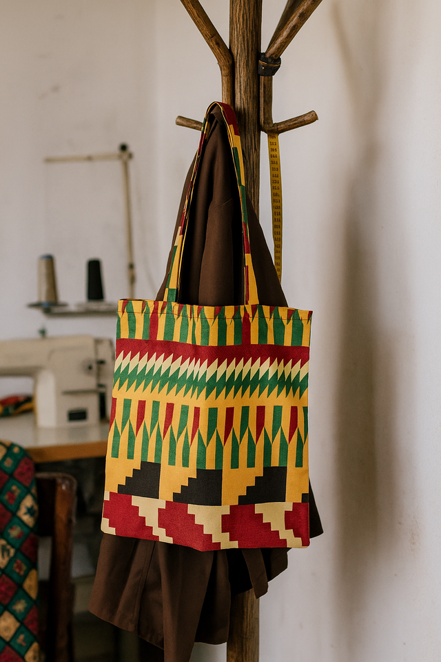 Sac Fourre-Tout en Wax Kente – Élégance Africaine &amp; Authenticité Signée ADAMU
