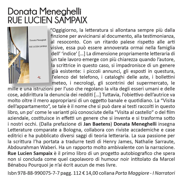 Donata Meneghelli, "Rue Lucien Sampaix", qudulibri 2018