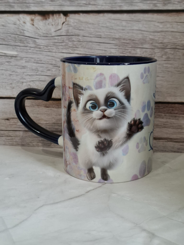 Mug coeur bleu royal coeur siamois