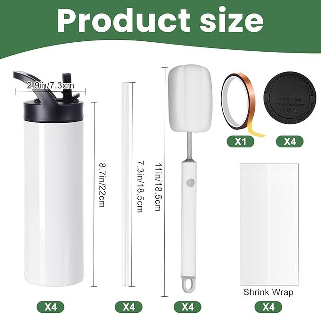 20oz Sublimation Cup Double Wall Insulation, with Lid & Straw