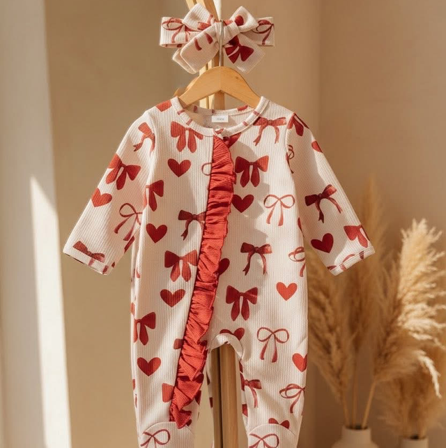 Red Frilly Bum Sleepsuit &amp; Headband 