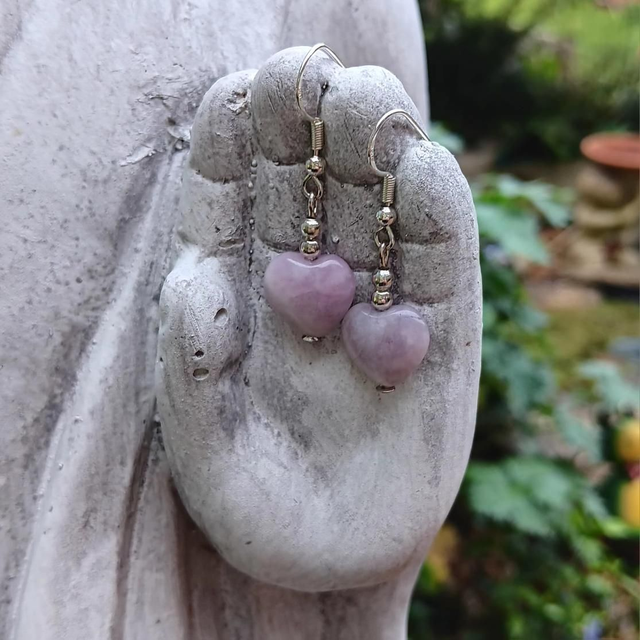 Lepidolite Crystal Sterling Silver Earrings