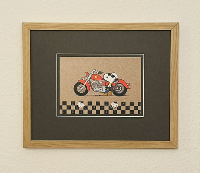 Snoopy Motorcycle - Peanuts/Unicef gerahmt 