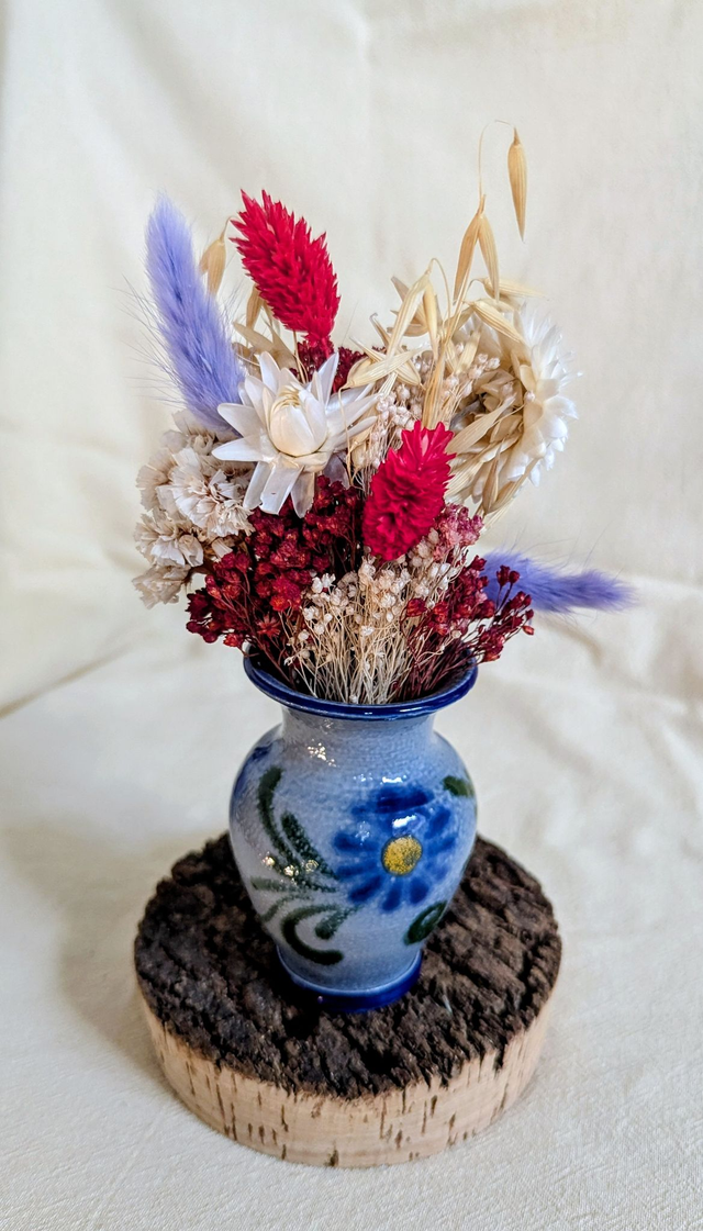 Apolline - Composition fleurs séchées - poterie alsacienne chinée