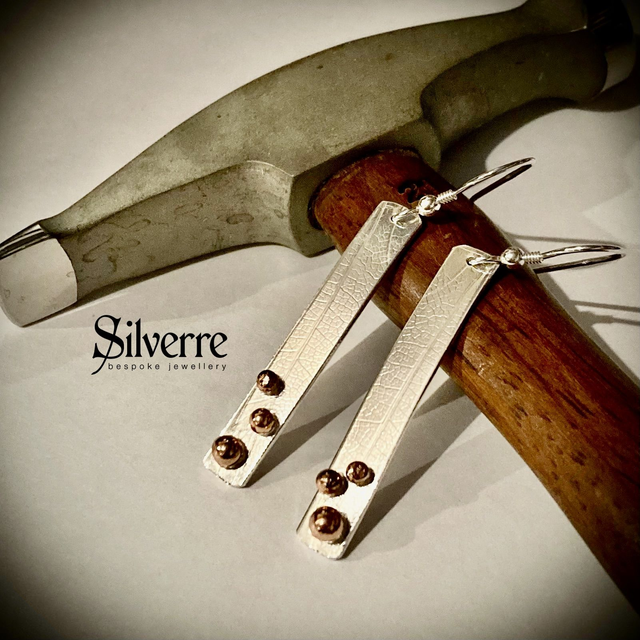 Sterling Silver Earrings with tiny Copper Balls.