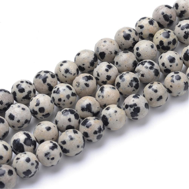 Jaspe Dalmatien Perles Rondes Polies - A l&#039;unité