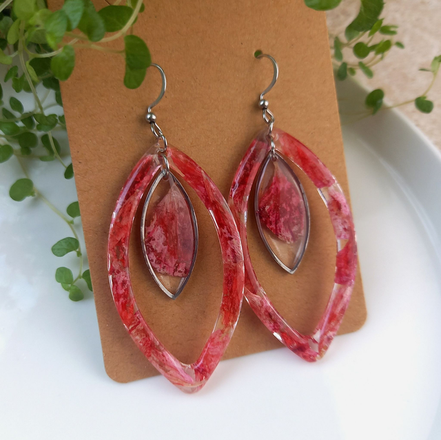Boucles d'oreilles ∙ argenté ∙ Fleurs séchées Géranium