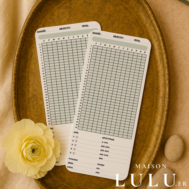 Marque page, Signet suivi lecture annuel et mensuel