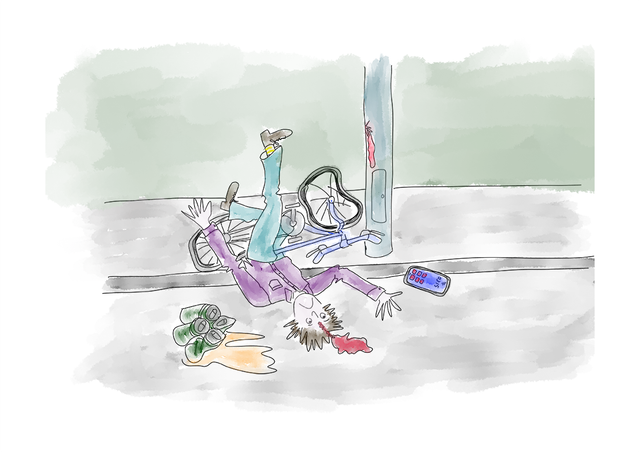 Texting on your Bike   (Fine Art Limited Edition. Giclée Print)