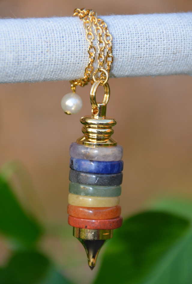 Pendule pierres dures couleurs 7 Chakra