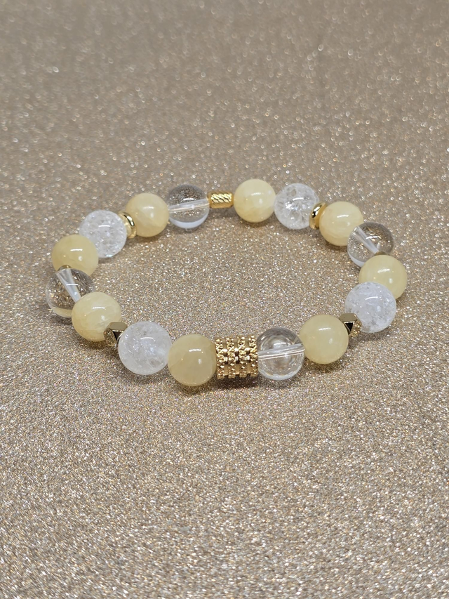 Bracelet Calcite jaune et Cristal de roche 1 cm