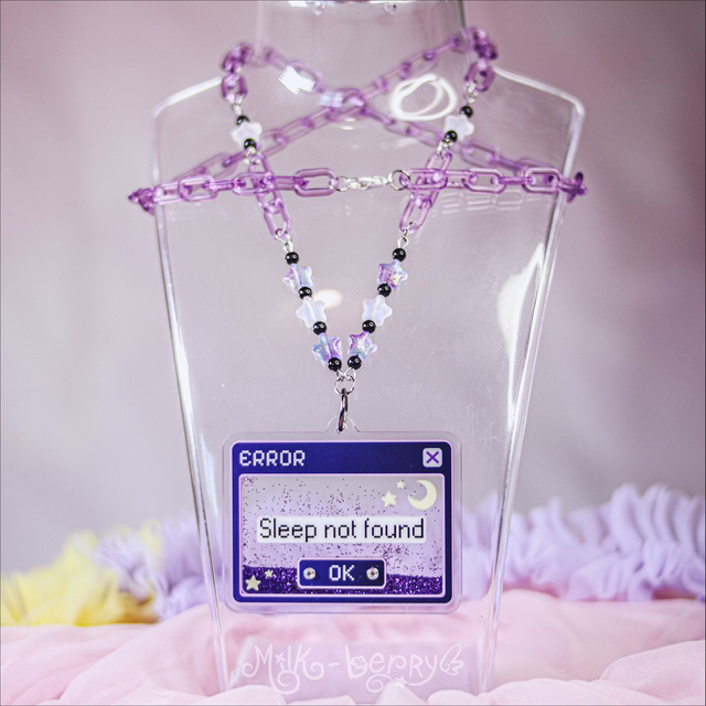 Collier Shaker à paillettes Sleep not found Y2K