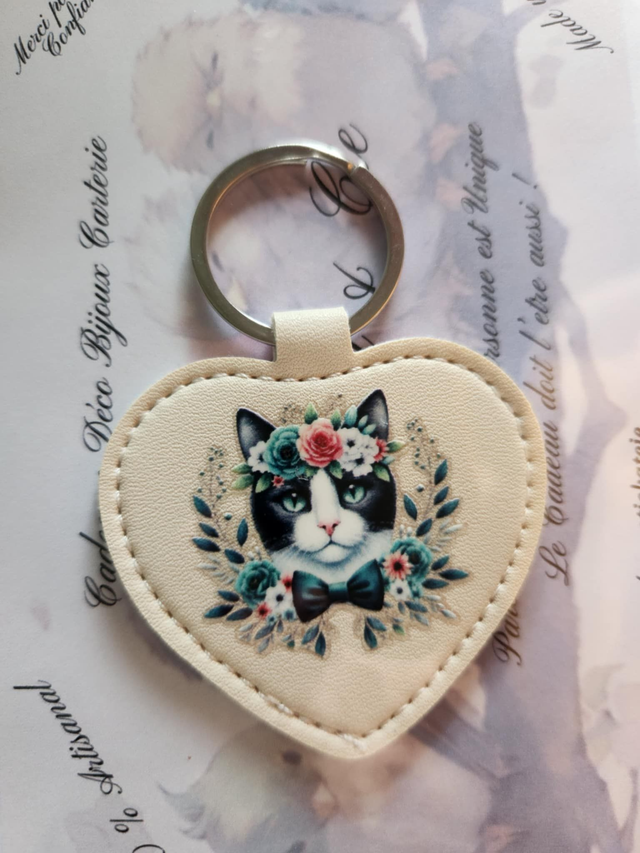 Porte-clés Chat en similicuir   &quot;Prince   the cat &quot;    