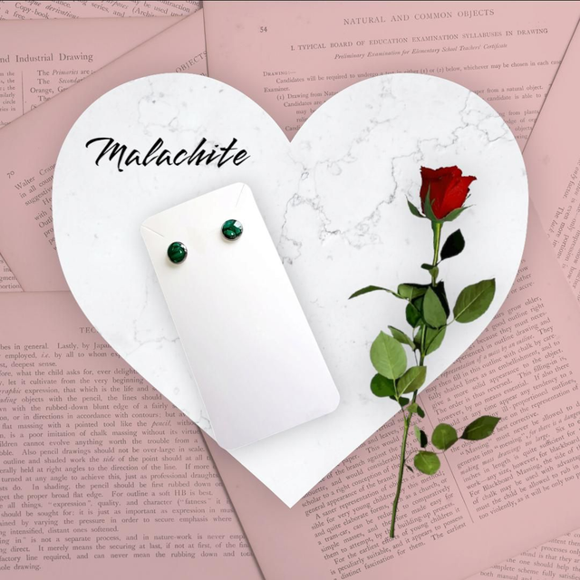 Boucle d'oreille clou Malachite 