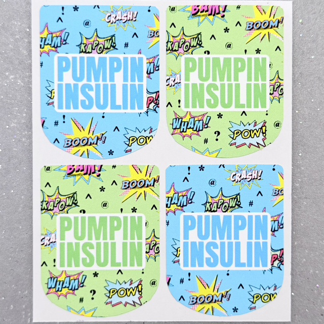 Pumping Insulin Comic Stickers (Set of 4)