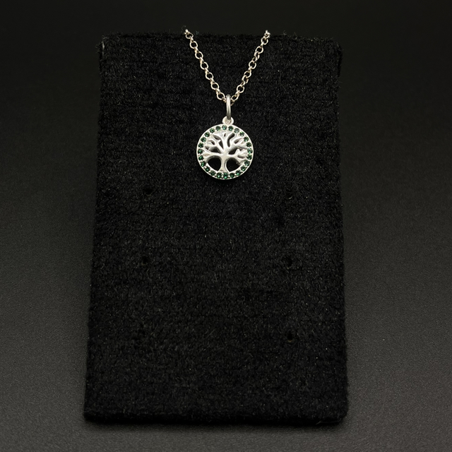 Pingente árvore da vida com zircônias verde