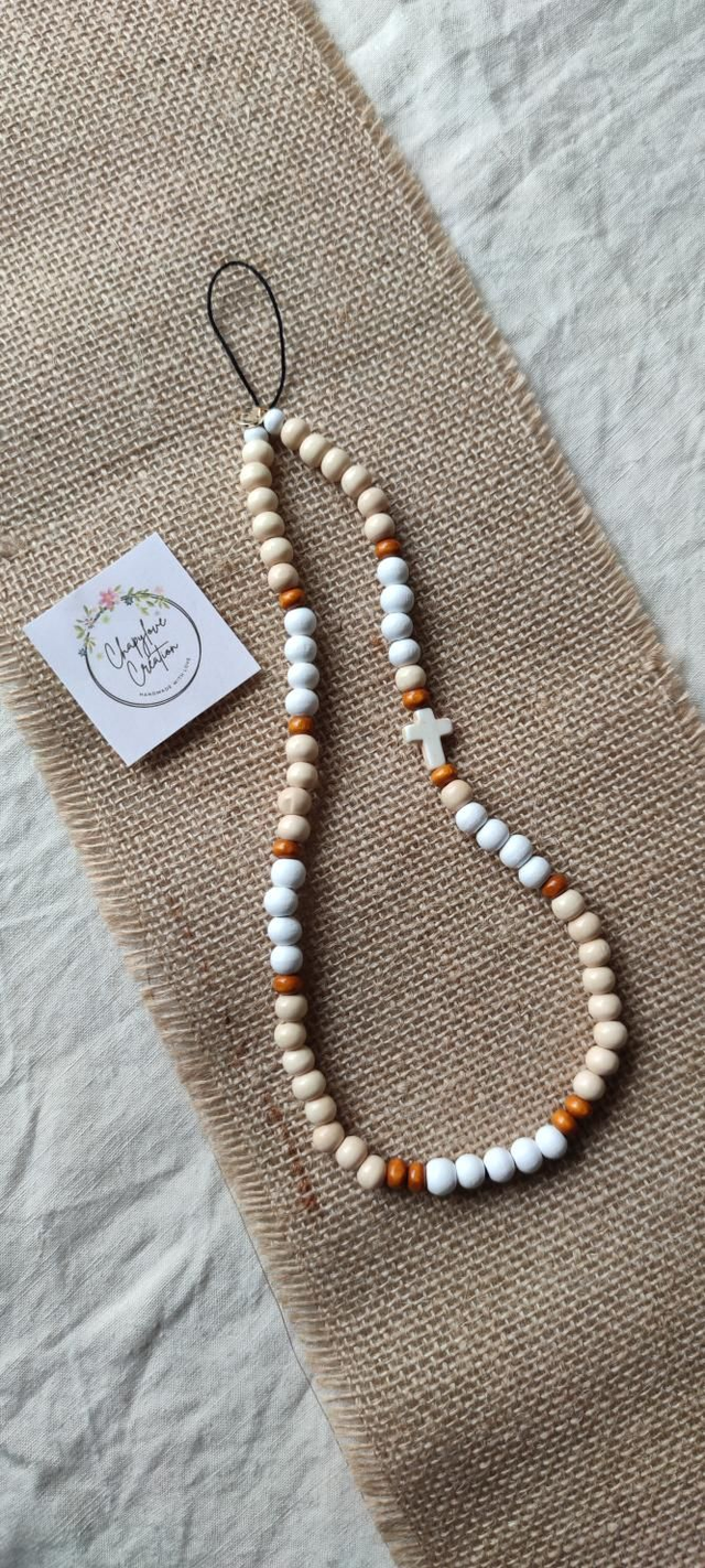 Bijou de téléphone en perles de Bois