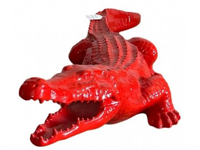 SCULPTURE CROCODILE 150 CM ROUGE