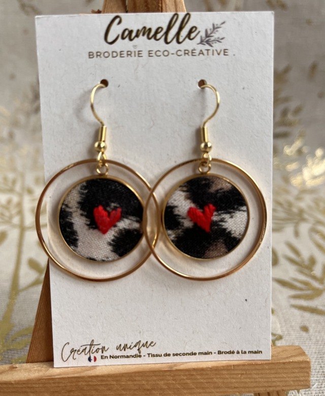 Boucles d’oreilles Léopard/rouge