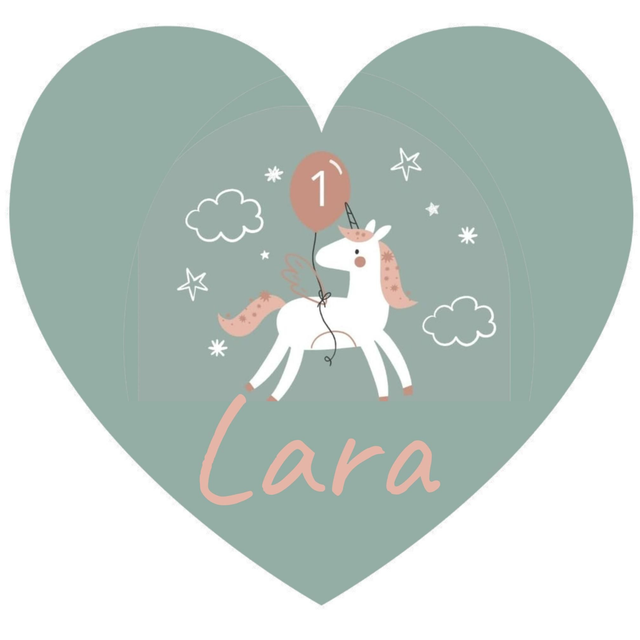 Bügelbild Einhorn mit Namen und Alter 