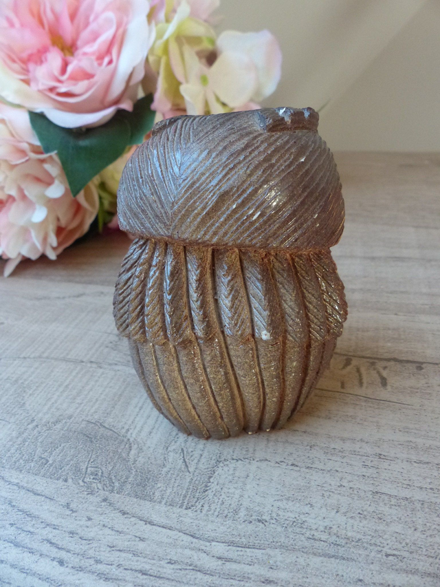 Rare Figurine Chouette en Céramique - Poterie Artisanale Atelier De Rosa, Vintage Années 70, Cadeau Symbolique Amitié et Déco Authentique