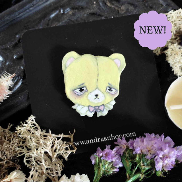 Pins ~ Single piece pastel yellow bear ~ Polymer clay